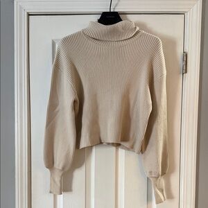 Express Cream Ribbed Turtleneck Sweater